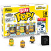 Blister contenant 4 figurines Bitty POP Minions FUNKO Série 1, présentées dans un étui acrylique transparent.