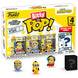 Blister contenant 4 figurines Bitty POP Minions Série 3 de FUNKO dans leur boîtier acrylique transparent