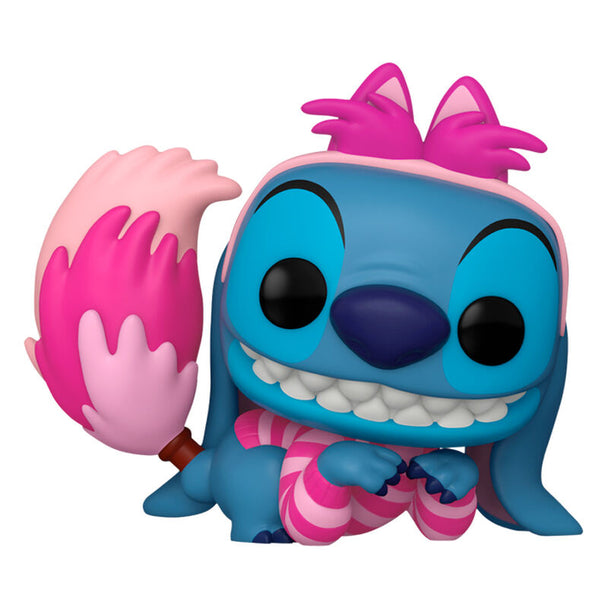Détail de la figurine Funko POP Stitch en Chat du Cheshire Disney montrant les couleurs et le design vinyle