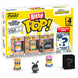 Blister contenant 4 figurines Bitty POP Minions Série 4 FUNKO, chaque figurine dans un boîtier acrylique transparent
