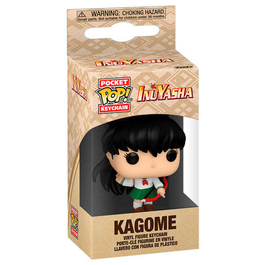 Détail du porte-clés Pocket POP Inuyasha Kagome montrant la figurine miniature attachée à un anneau métallique