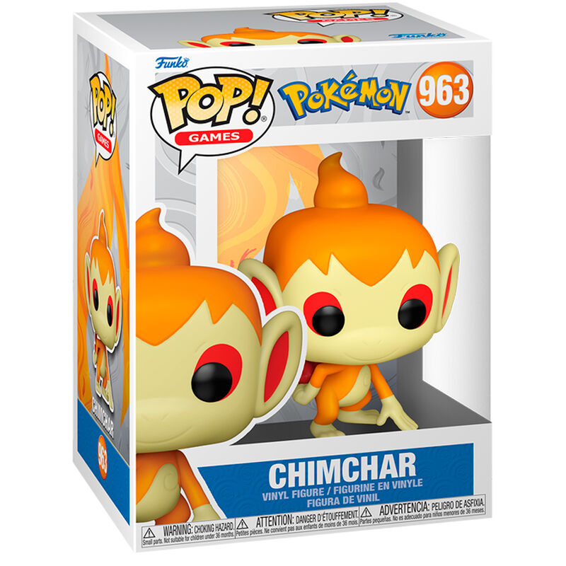 Figurine Funko POP Chimchar Pokémon en vinyle de 9 cm dans sa boîte cadeau, parfaite pour les collectionneurs.