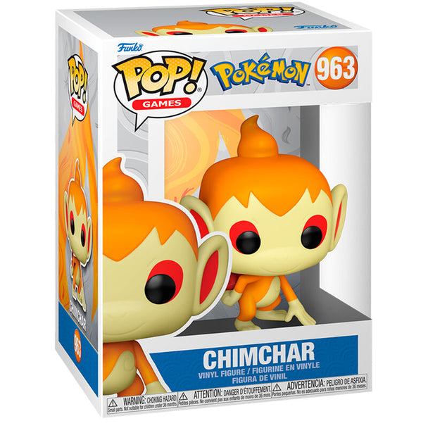 Figurine Funko POP Chimchar Pokémon en vinyle de 9 cm dans sa boîte cadeau, parfaite pour les collectionneurs.