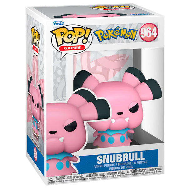 Vue rapprochée de la figurine Snubbull Funko POP montrant les détails du personnage en vinyle