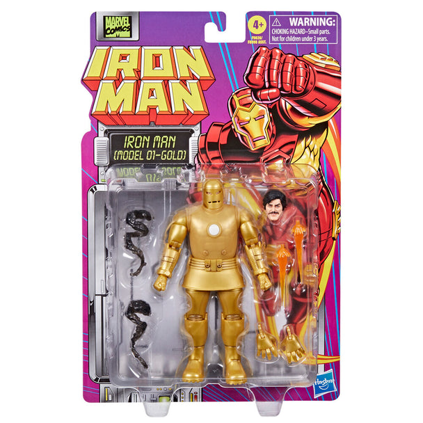 Figurine Iron Man Model 01-Gold de 15 cm en position dynamique sur fond blanc