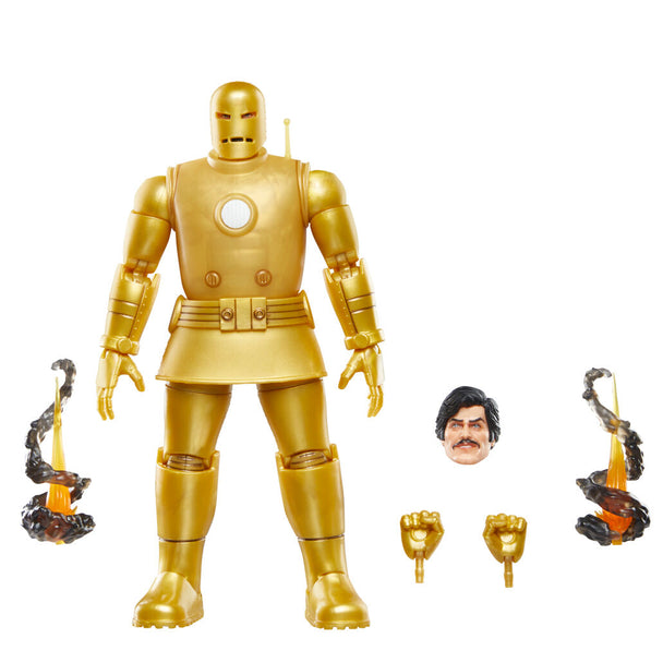 Gros plan sur la tête articulée dorée de la figurine Iron Man HASBRO Marvel