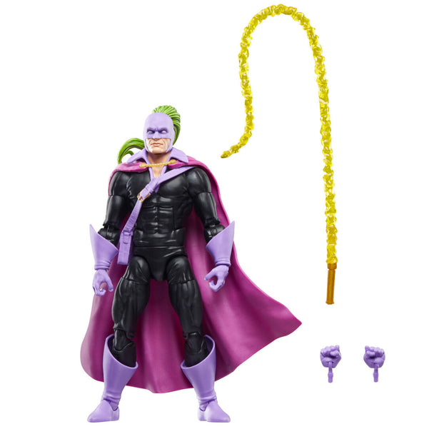 Vue latérale de la figurine Whiplash articulée montrant les accessoires inclus