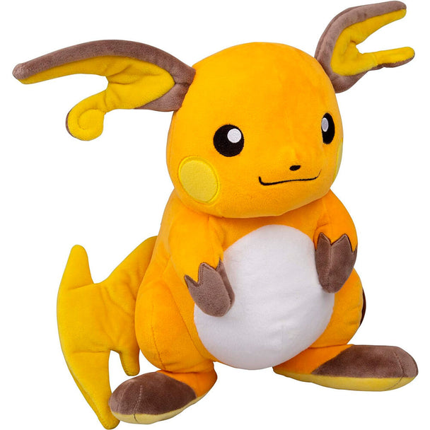 Détail du visage souriant de la peluche Raichu signée JAZWARES en gros plan