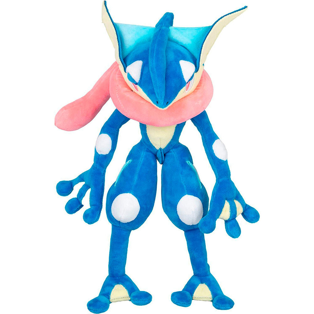 Zoom sur la texture douce et les finitions soignées de la peluche Greninja JAZWARES