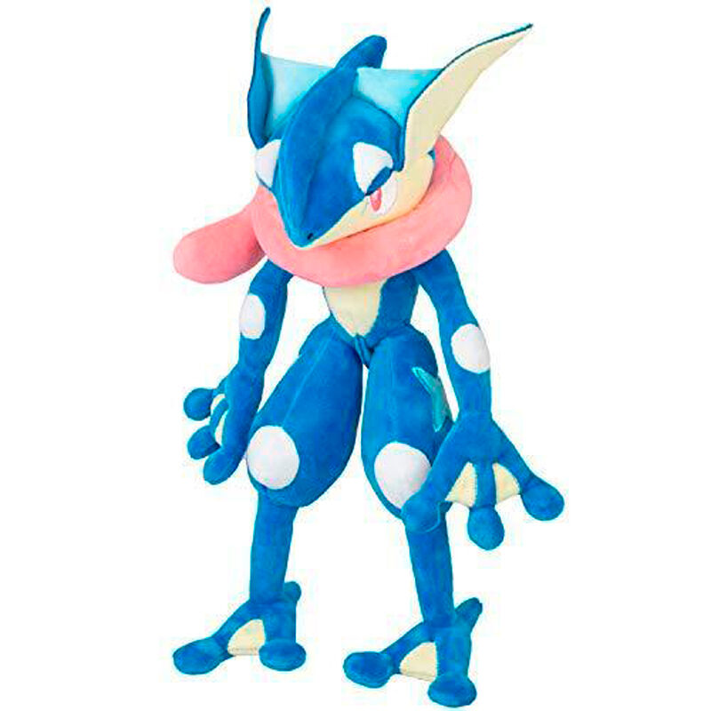 Peluche Greninja posée montrant sa taille idéale pour câlins et décoration