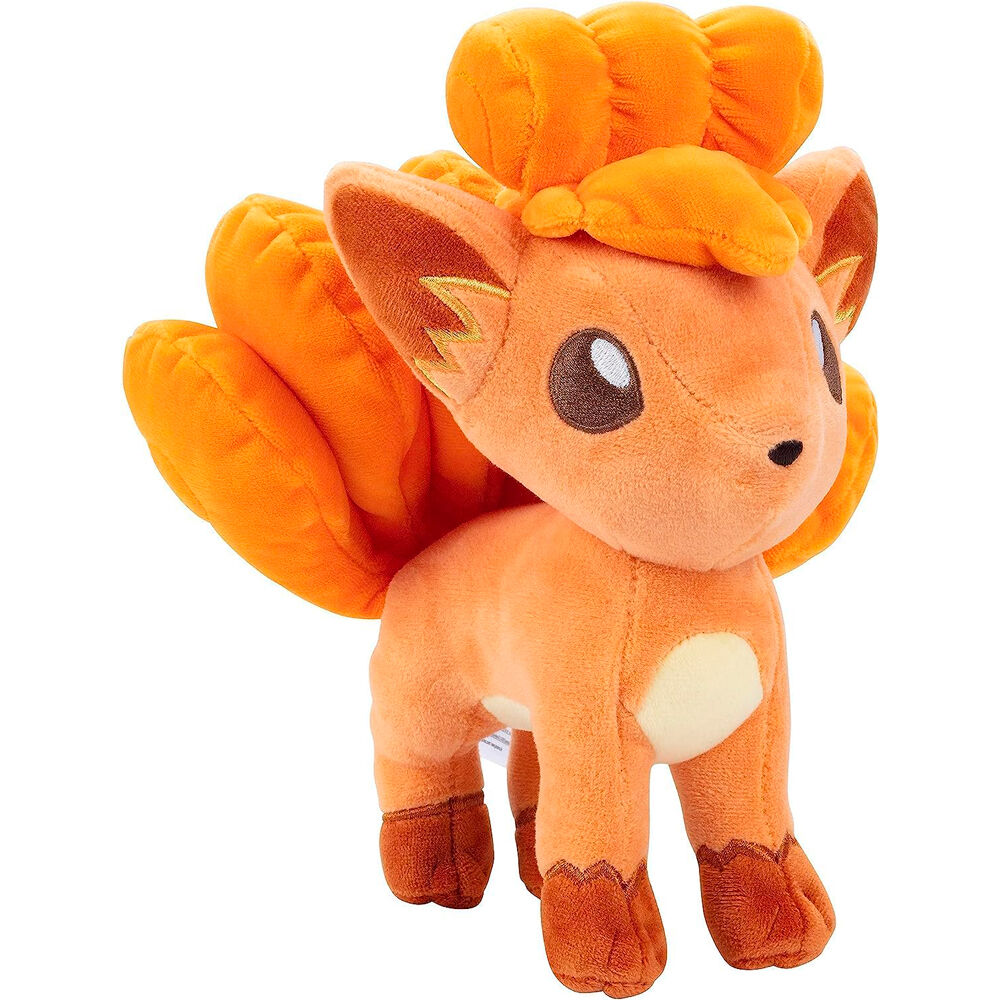 Peluche Vulpix Pokémon posée sur une surface blanche, idéale pour collection