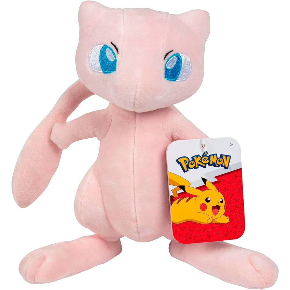 Vue latérale de la peluche Mew Pokémon 20cm montrant ses couleurs vives et son design fidèle