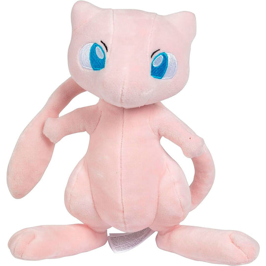 Peluche Mew Pokémon 20cm posée sur fond blanc, parfaite pour les enfants et collectionneurs