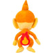 Peluche Chimchar Pokémon posée sur fond blanc montrant sa taille compacte de 20cm