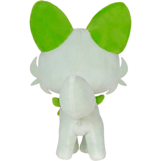 Détail de la texture douce et des finitions soignées de la peluche Sprigatito JAZWARES