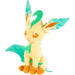 Zoom sur la tête de la peluche Leafeon montrant les yeux et les feuilles