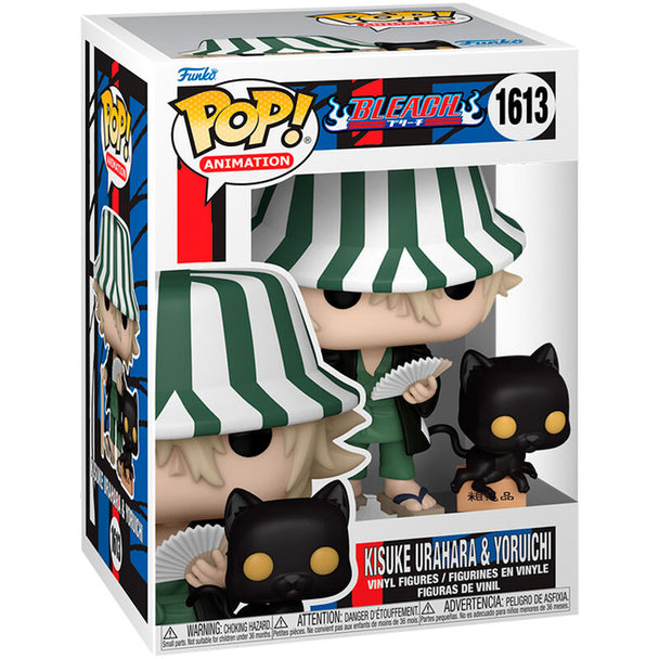 Figurine Funko POP de Yoruichi de Bleach en vinyle, 9 cm, avec détails soignés visible dans sa boîte d'origine.