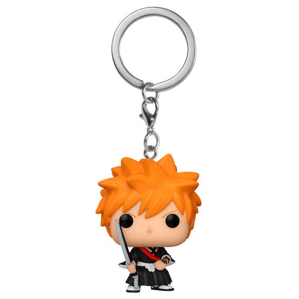 Porte-clés Pocket POP Funko illustrant Ichigo Kurosaki de Bleach en figurine miniature stylisée