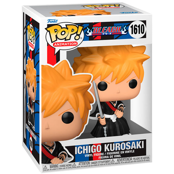 Boîte cadeau originale de la figurine Funko POP Ichigo Kurosaki Bleach avec logo et illustrations colorées