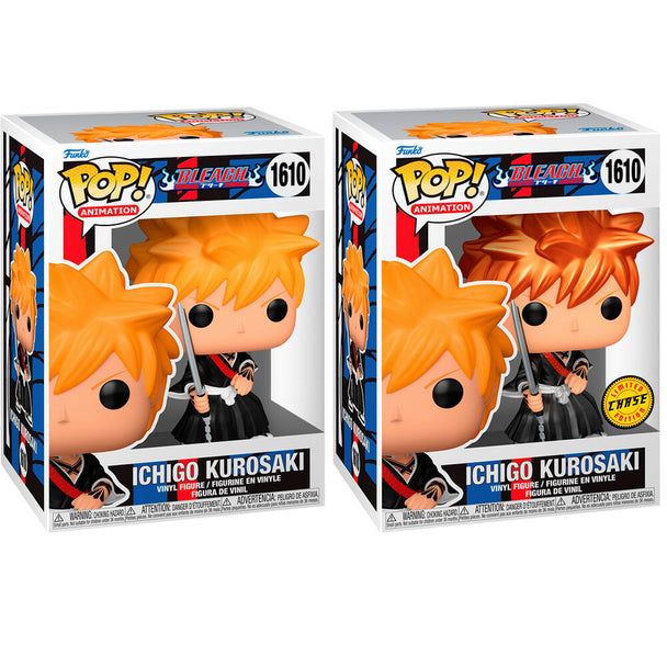 Figurine Funko POP Ichigo Kurosaki en vinyle de 9 cm vue de face avec détails précis des vêtements