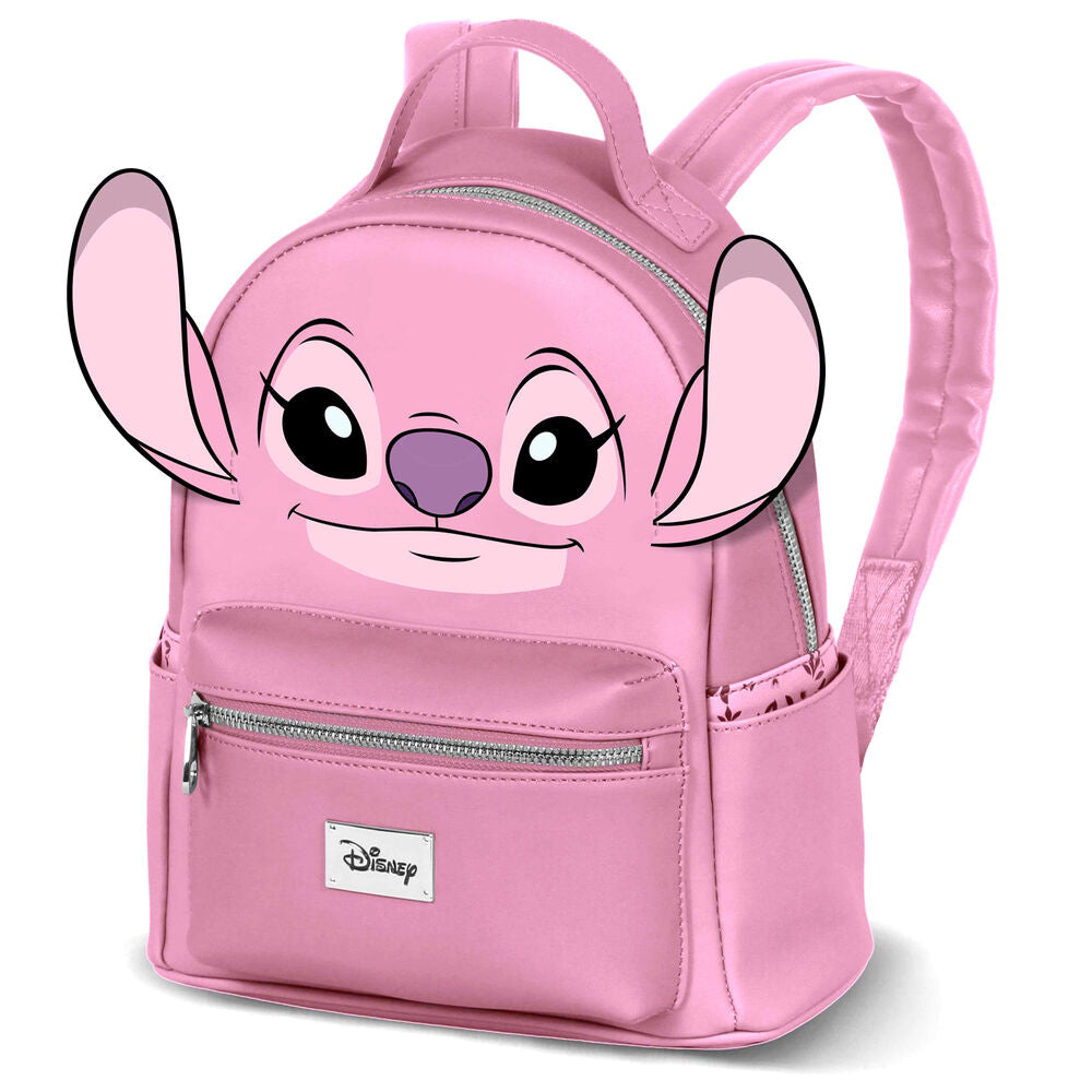 Sac à dos Disney Angel Stitch 29cm KARACTERMANIA avec visage en relief, parfait pour les fans du personnage Stitch.
