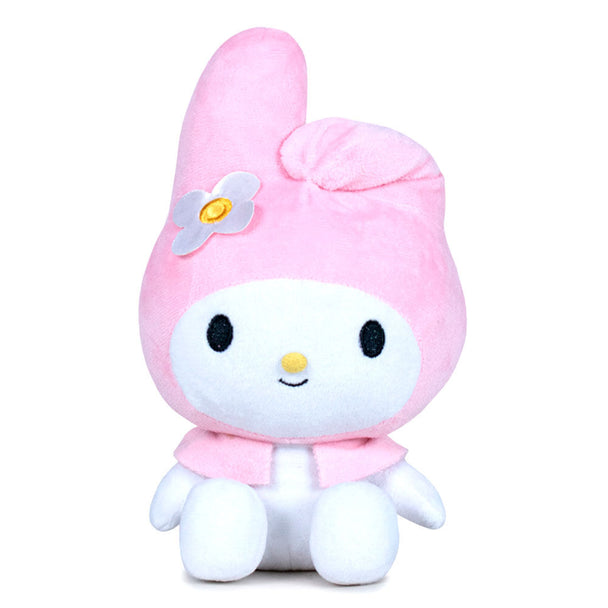 Peluche Hello Kitty My Melody de 30 cm, douce et colorée, vue de face sur fond blanc.