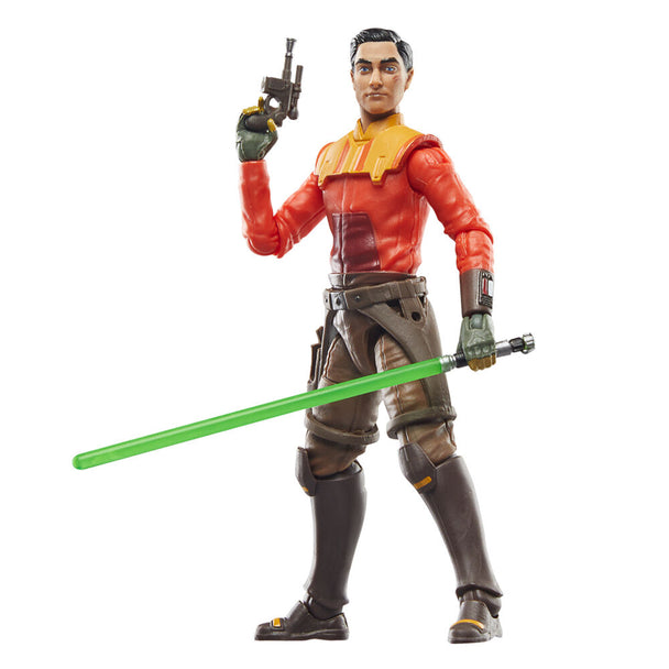 Vue rapprochée de la figurine Star Wars Ahsoka avec détails des vêtements et accessoires