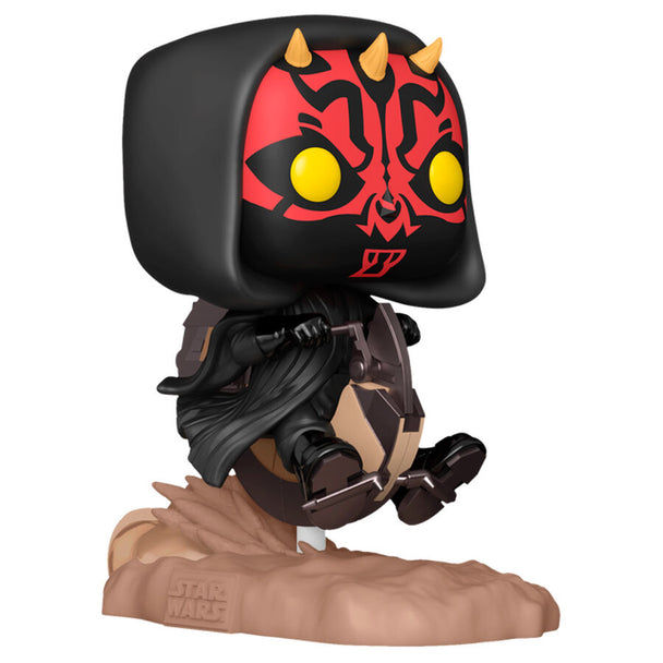 Figurine FUNKO POP Deluxe de Darth Maul sur Bloodfin Speeder vue de face avec détails précis et couleurs vives