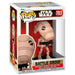 Vue rapprochée de la figurine Battle Droid Funko POP montrant les détails et couleurs précises