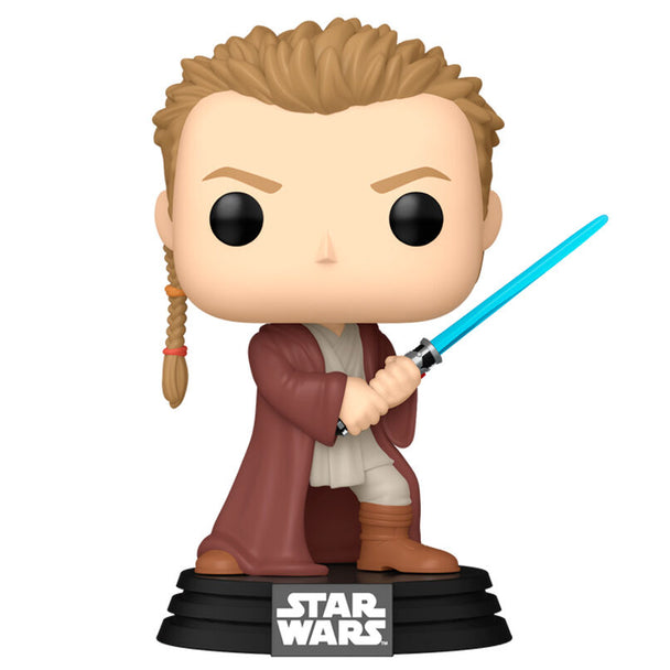 Figurine Funko POP Obi-Wan Kenobi en vinyle de 9 cm avec sa robe Jedi et sabre laser, vue de face