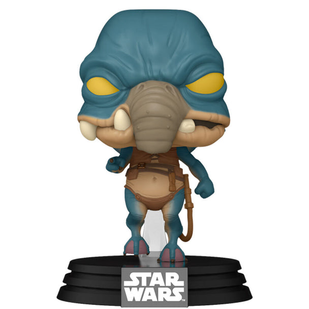 Figurine Funko POP de Watto de Star Wars en vinyle de 9 cm dans sa boîte cadeau officielle, vue de face.