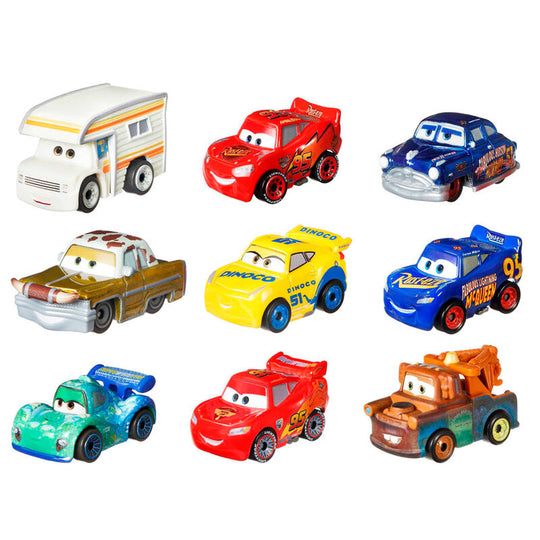 Pack de 3 voitures miniatures Disney Pixar Cars MATTEL avec designs colorés et roues tournantes