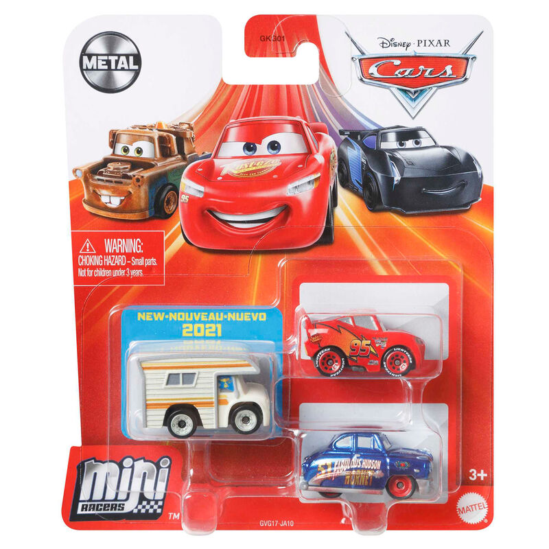 Vue rapprochée d'une voiture miniature Disney Pixar Cars avec corps en métal et détails précis