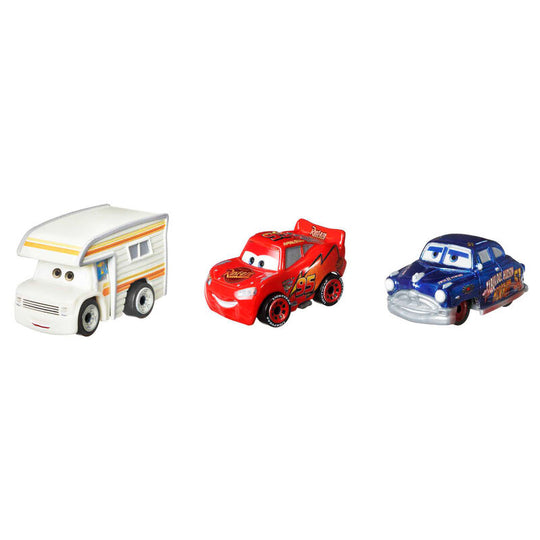 Packaging du pack de 3 voitures Disney Pixar Cars MATTEL avec illustrations du film