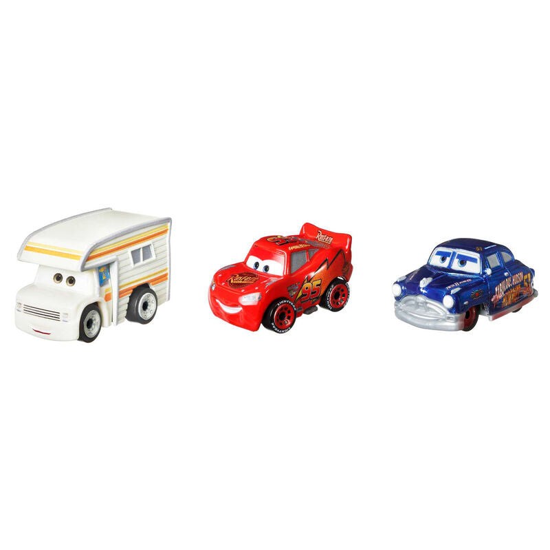 Packaging du pack de 3 voitures Disney Pixar Cars MATTEL avec illustrations du film