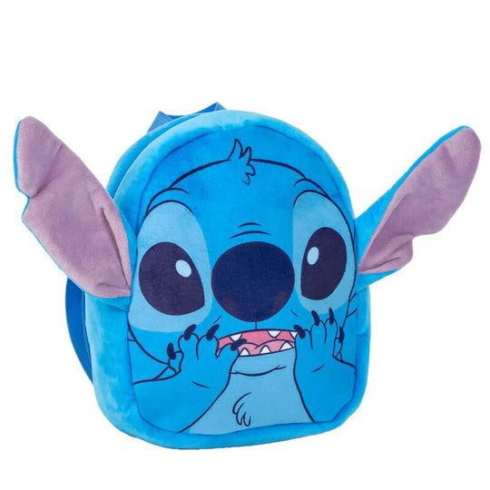 Sac à dos peluche Stitch Disney 22 cm vue de face avec détails en polyester doux et couleurs vives