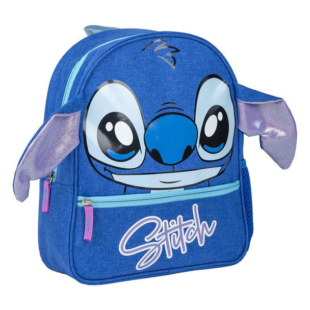Sac à dos Disney Stitch 30 cm en polyester bleu avec illustration du personnage Stitch de face