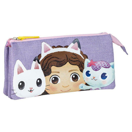 Vue de face de la trousse triple Gabbys Dolls House CERDÁ montrant ses trois compartiments fermés