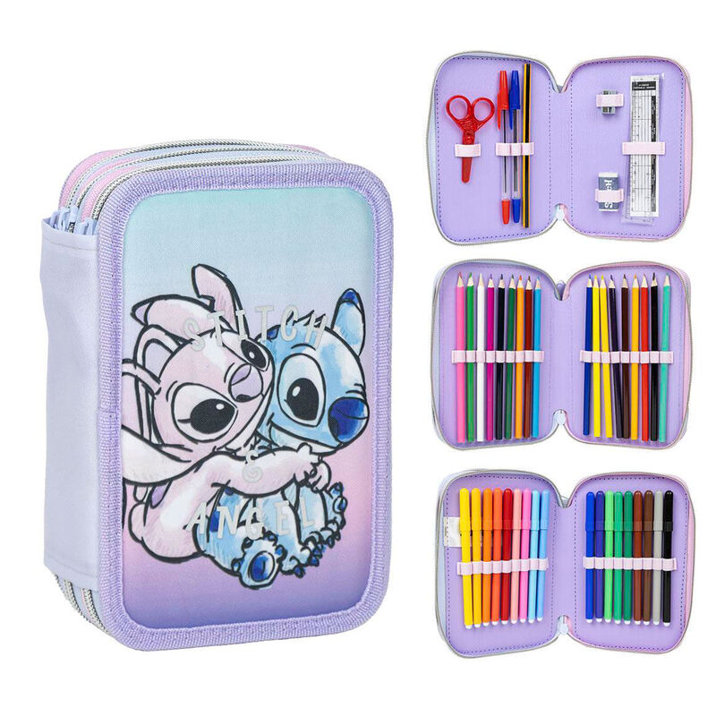 Trousse triple Stitch Disney CERDÁ vue de face avec fermeture éclair ouverte