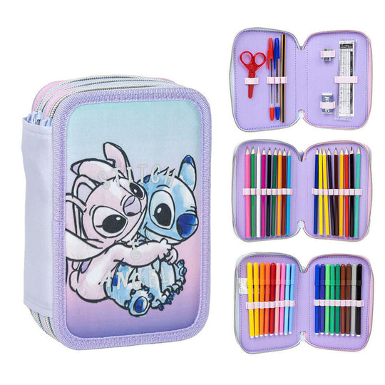 Trousse triple Stitch Disney CERDÁ vue de face avec fermeture éclair ouverte
