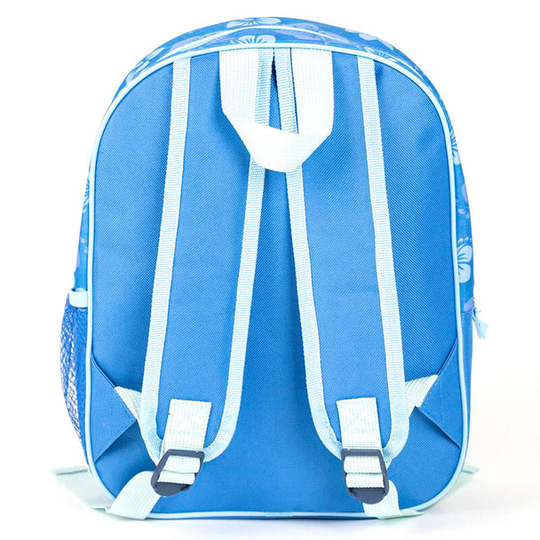 Profil latéral du sac à dos Stitch montrant la profondeur de 10 cm et les bretelles ajustables