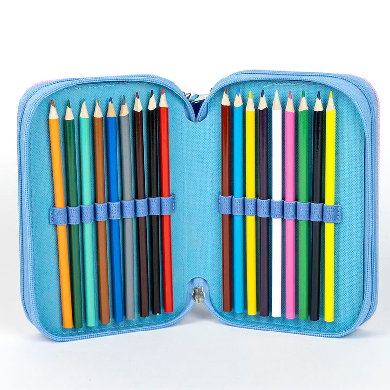 Packaging officiel CERDÁ de la trousse Stitch Disney avec étiquette visible