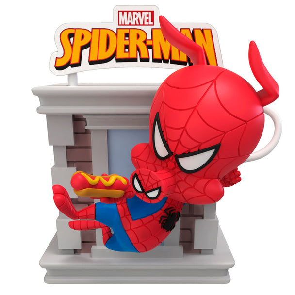 Zoom sur le visage de la figurine Spiderman Tower Hero par YUME TOYS