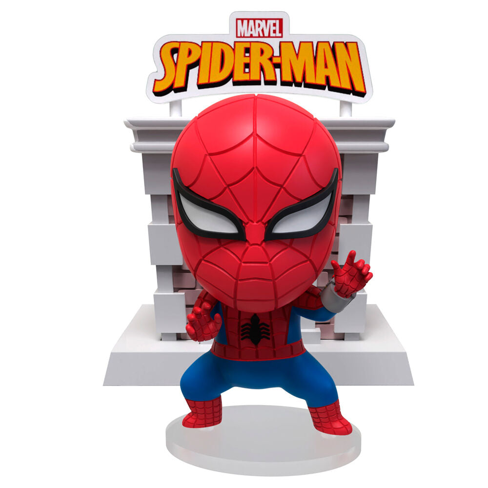 Vue latérale gauche de la figurine Spiderman Tower Hero de 8cm