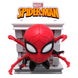 Gros plan sur les textures et couleurs vives de la figurine Marvel Spiderman