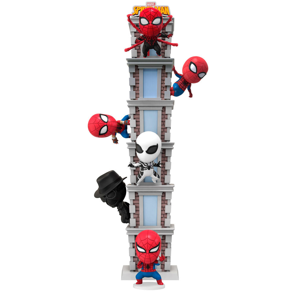 Photo artistique de la figurine Spiderman Tower Hero avec éclairage dynamique