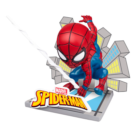 Figurine Spider-Man en position dynamique avec costume rouge et bleu