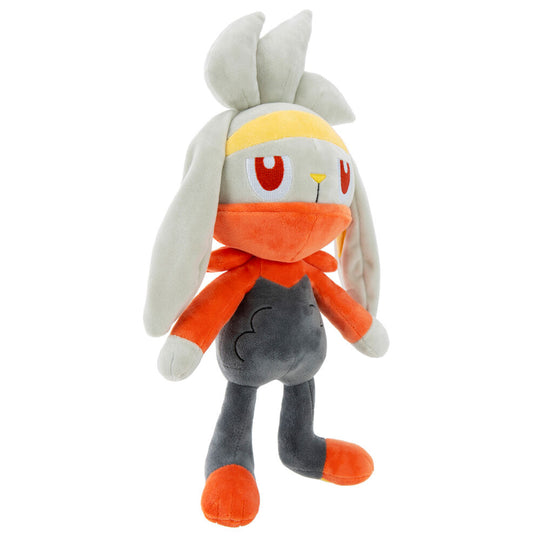 Peluche Pokémon Raboot de 30cm vue de face avec détails soignés et couleurs vives par JAZWARES