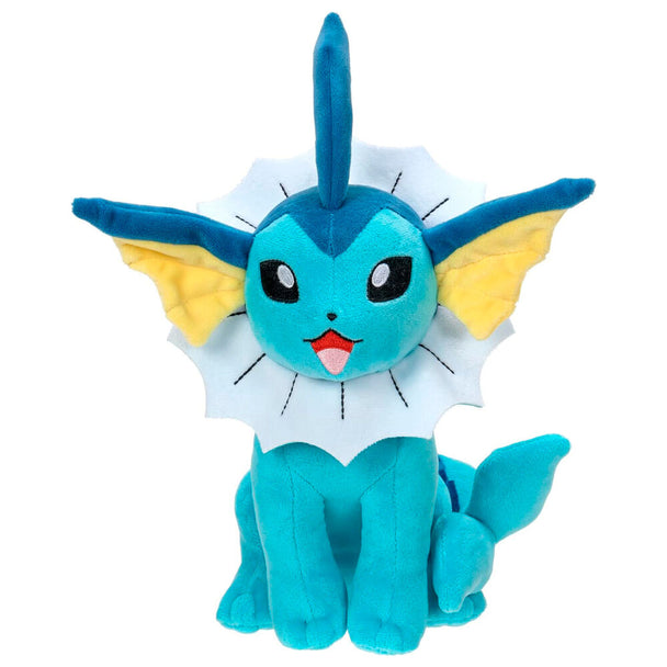 Peluche Vaporeon Pokémon de 20 cm vue de face avec détails précis et couleurs vives