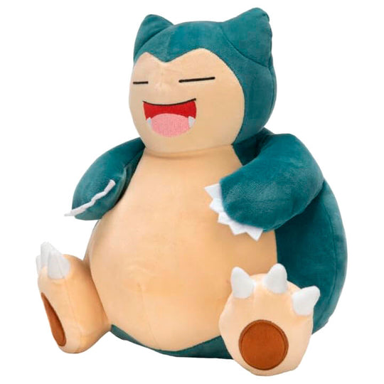 Détail de la peluche Snorlax JAZWARES montrant sa texture douce et ses finitions soignées